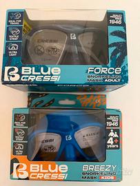 Blue Cressi maschere snorkeling adulto + bambino
