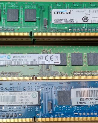 Banchi RAM da 4Gb formato DIMM DDR3 o DDR3L