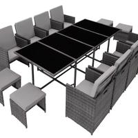 Set da giardino 8-10 posti con telo grigio