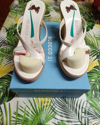 Sandali BLOCCO 31 con tacco 6 cm bianche (36)