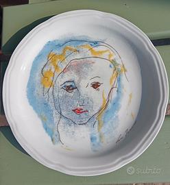 Piatto d'autore di Ernesto Treccani "volto gentile