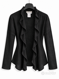 Max Mara Giacca Cardigan Donna  Lino Nero IT 38