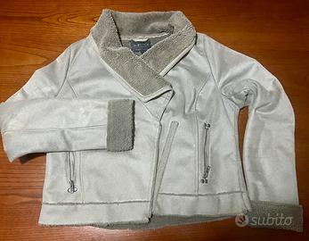 Giacca bomber scamosciato con pelliccia sintetica