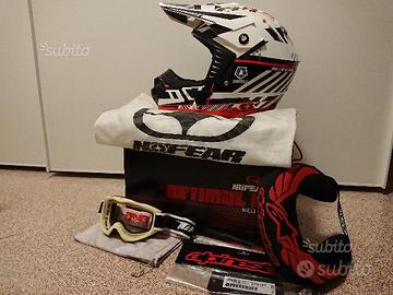 Casco offroad/fuoristrada NoFear, mascherina, etc