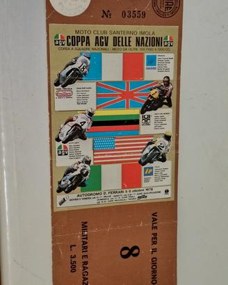 Biglietto Coppa AGV delle Nazioni Imola 1978