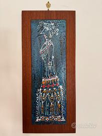 Quadro in teak e piastrella
