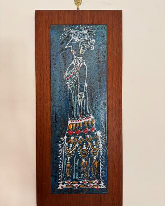 Quadro in teak e piastrella