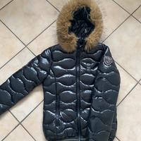 Piumino blauer da donna nero lucido con pelliccia
