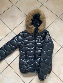 Piumino blauer da donna nero lucido con pelliccia