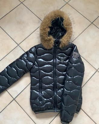 Piumino blauer da donna nero lucido con pelliccia