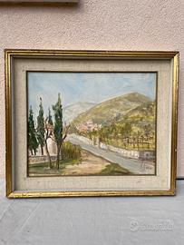 Dipinto olio su tela colli euganei cornice quadro