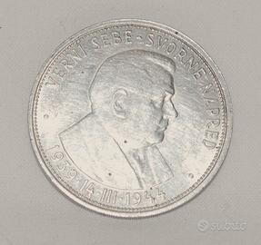 50 CORONE ARGENTO SLOVACCHIA 5^ANN.REPUBBLICA 1944