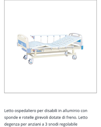 Letto ospedaliero per disabili in alluminio con sp