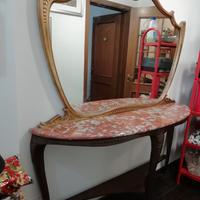 Consolle e Specchiera d'Epoca con Piano in Marmo
