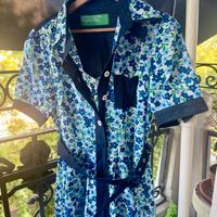 🌸 Vestito Donna Benetton Blu a Fiori – Taglia M