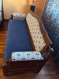 Divano letto vintage in legno massello 3 posti