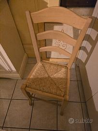 sedia artigianale in legno massello frassino