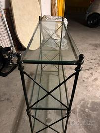 Mobiletto ferro battuto e vetro