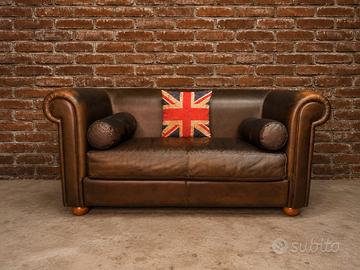 Divano Chester Chesterfield in cuoio inglese 