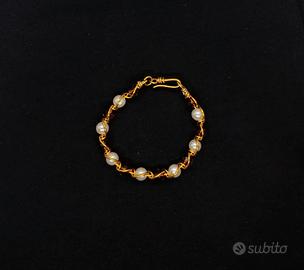 Bracciale in alluminio dorato e pietre