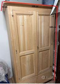 Armadio non verniciato con angoli stondati