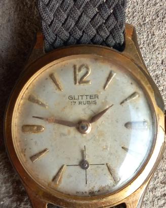 Orologio svizzero vintage Glitter 17 Rubis anni 50
