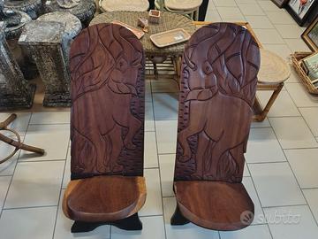 Sedie Etniche Africane Legno Massello Intagliate