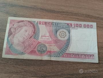 Banconota 100000 lire Botticelli. 