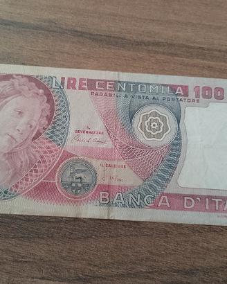Banconota 100000 lire Botticelli. 