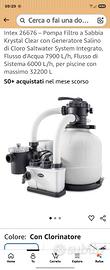 Pompa filtro a sabbia con generatore salino di clo
