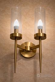 Applique Moderna in Cristallo con Base dorata E14