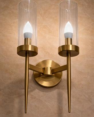 Applique Moderna in Cristallo con Base dorata E14