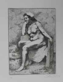 Diana Pietro. Nudo femminile. Acquaforte originale