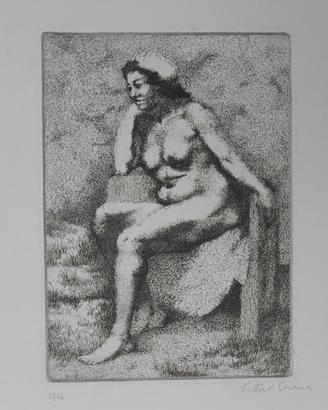 Diana Pietro. Nudo femminile. Acquaforte originale