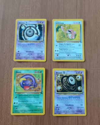 lotto 4 carte pokemon vintage italiane wotc (ekans