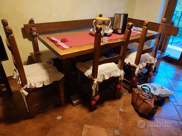 tavolo da cucina in legno massello con panche port