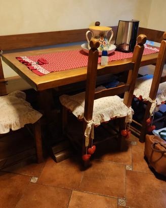 tavolo da cucina in legno massello con panche port