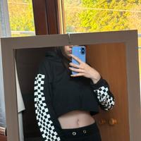 Felpa corta nera/bianca scacchi di Shein