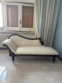 Méridienne in legno scuro e tessuto crema