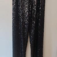 Completo sera paillettes nero pantaloni e casacca