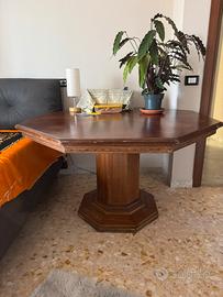 Tavolo antico ottagonale in legno con piedi
