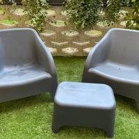 Set poltrone e tavolino da giardino