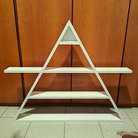 Libreria scaffale legno bianco a forma di piramide