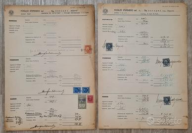 Vecchi documenti "fogli stipendio" del 1940 e 1941