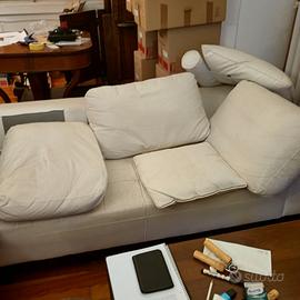 DIVANO DA SALOTTO A FORMA DI ELLE BIANCO IN PELLE