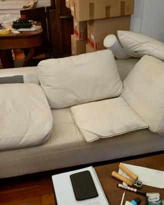 DIVANO DA SALOTTO A FORMA DI ELLE BIANCO IN PELLE