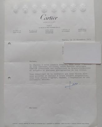 Documento storico Cartier Parigi 1975  Cancelleria