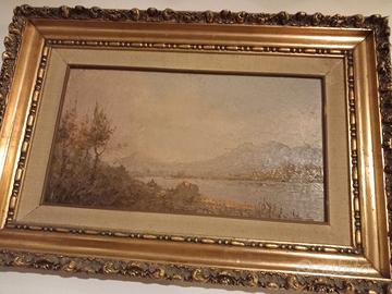 Quadro paesaggio con dipinto in rilievo