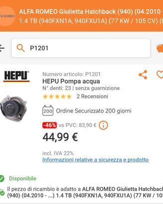 Kit distribuzione Alfa Romeo Giulietta 