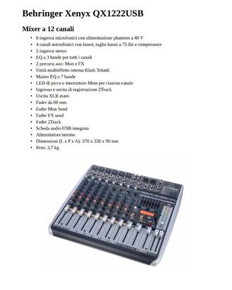 Mixer Behringer Xenyx QX1222USB